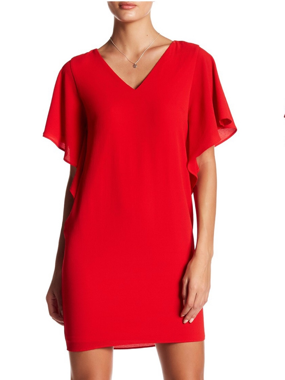 NWT ELIZA J Cherry Red Dress Flutter Sleeve Tie 6 New